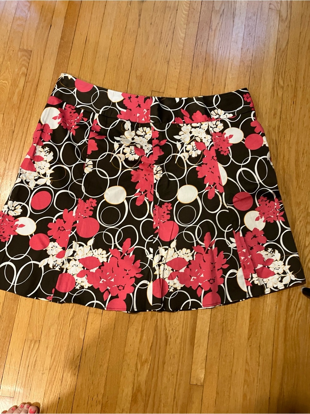 Lane Bryant Brown Floral Skirt Pink and Cream Accents flirty coquettish